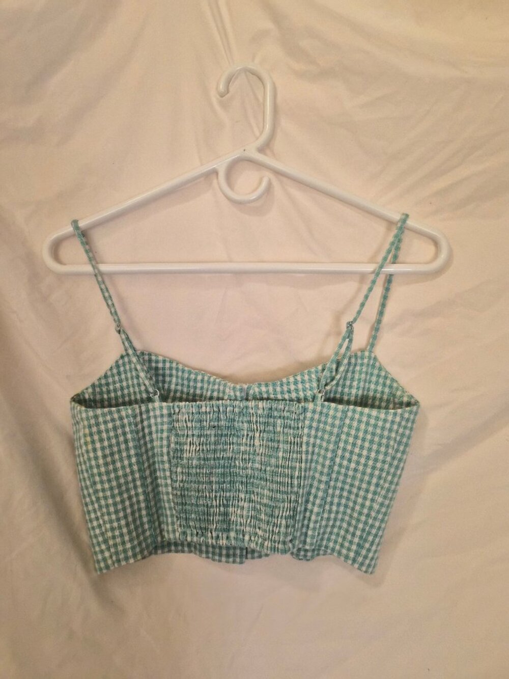 Zara Green Gingham Corset Top M Cottagecore *AS IS - Minor Flaws* Summer Crop - Picture 6 of 8